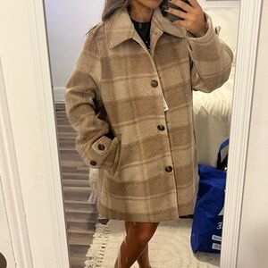 Plaid Tan Women's Coat